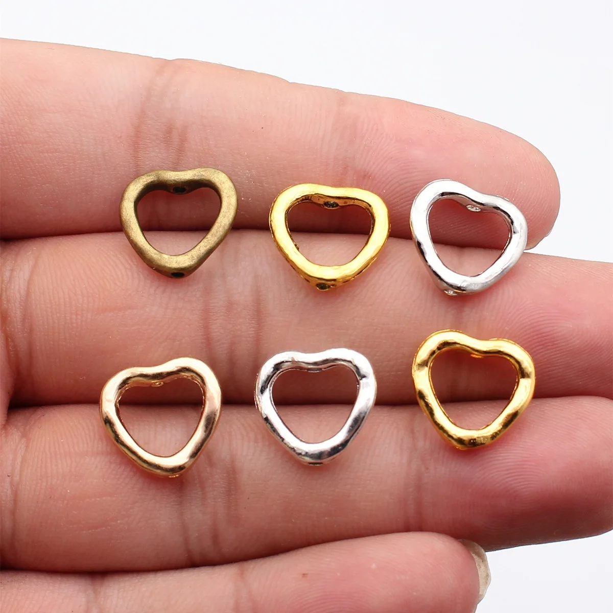WYSIWYG 20pcs 13x14mm Heart Small Hole Beads Heart European Small DIY Beads Heart Beads Charms