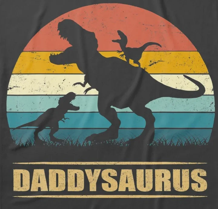 Daddysaurus and 2 Two kids Daddy Dinosaur T-Shirt New 100% Cotton O-Neck Summer Short Sleeve Casual Mens T-shirt Size S-3XL