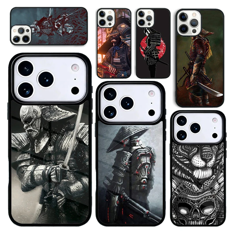 Capa Case for iPhone 17 Air 16 Pro Max 15 Plus 11 13 Mini 14 12 Back Phone Cover Samurai Warrior