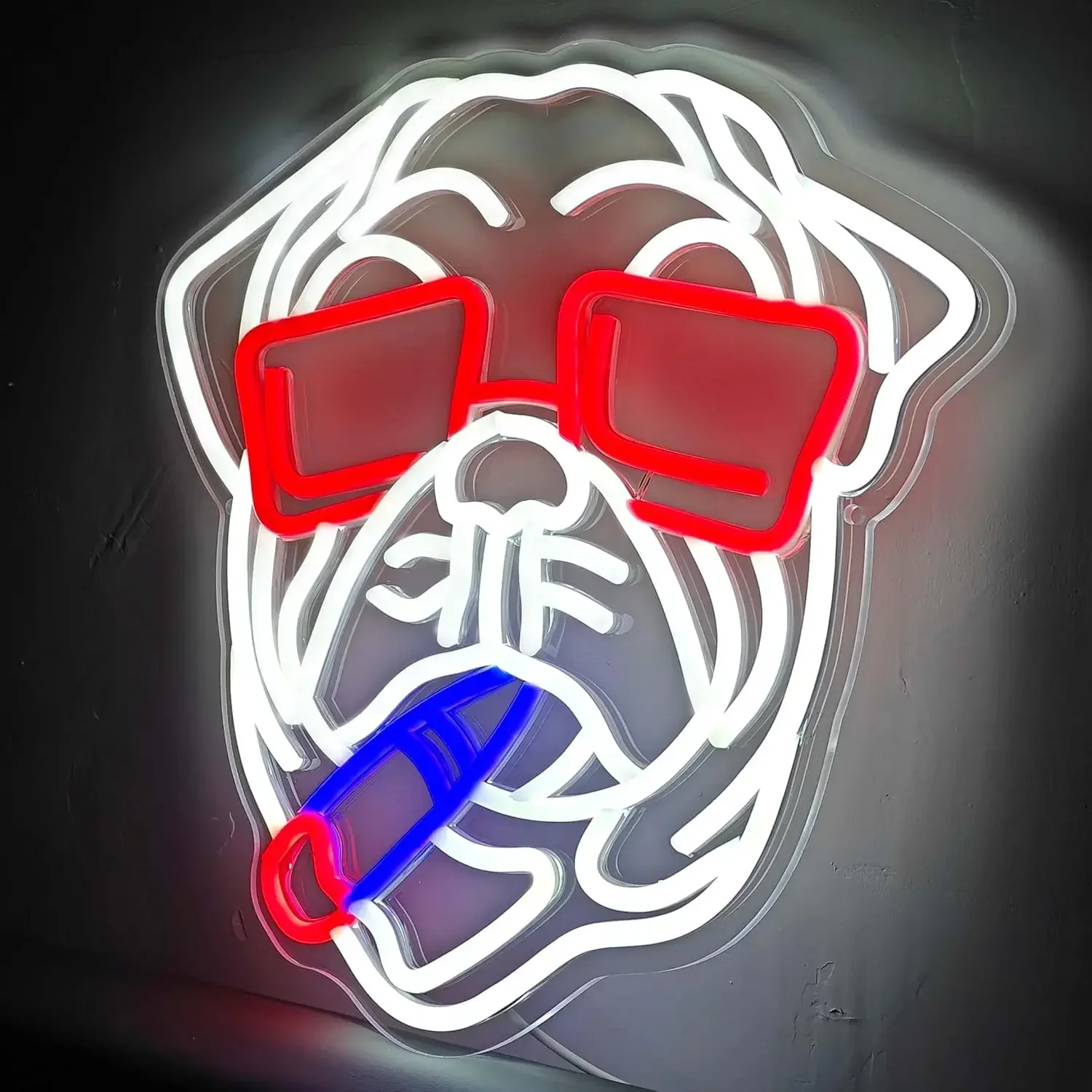التدخين البلدغ النيون فنش الكلب LED ضوء النيون USB بالطاقة لمتجر الحيوانات الأليفة رجل كهف لعبة غرفة بار حفلة عيد ميلاد غرفة ديكور #4