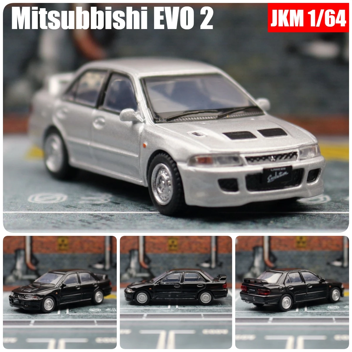 

1:64 Mitsubishi Lancer Evolution Ⅱ EVO 2 Toy Car 1/64 JKM Diecast Metal Super Sport Vehicle Model Miniature Collection Gift