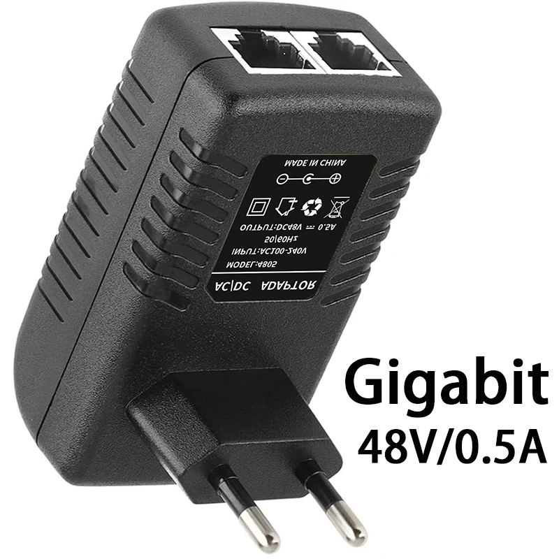 

Адаптер питания POE для систем видеонаблюдения CCTV, 48В 0.5А, вилка EU, для инжектора, Ethernet IP-камер, POE-коммутаторов, NVR, роутеров