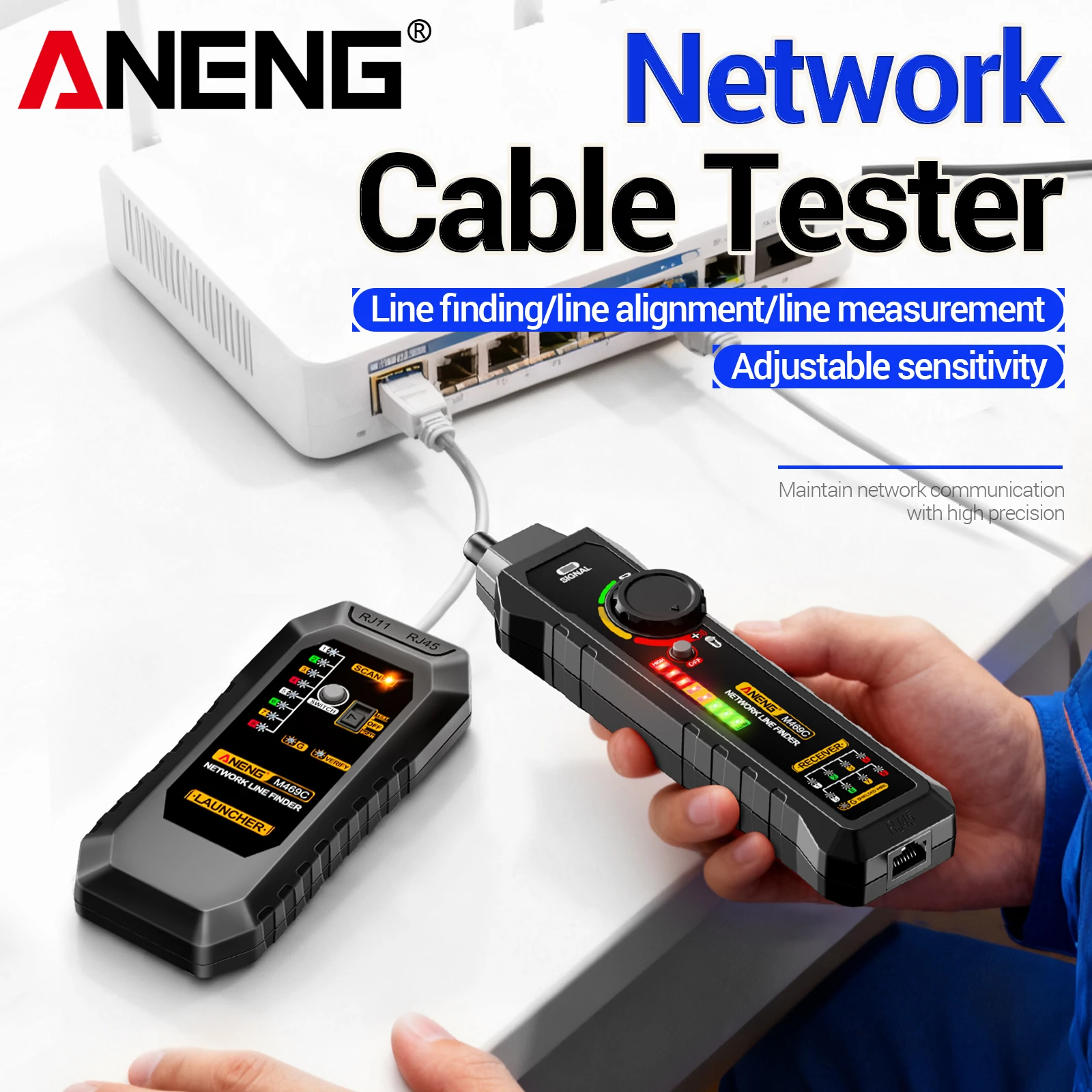 ANENG M469C Multifunctional Network Cable Finder RJ45 RJ11 Tester Telephone Power Cable Tracer Open Short Circuit Test Tool view 2