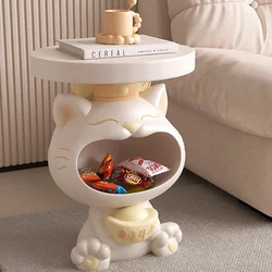 Cream Style Big Mouth Lucky Cat Storage Side Table Floor-standing Ornaments Cute Bedroom Sofa Side Living Room Home Decorations