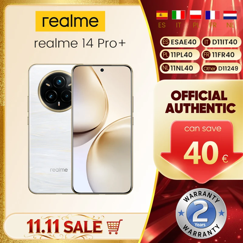 هاتف ذكي Realme 14 Pro Plus 14Pro+ 5G سنابدراجون ® كاميرا سوني 7s Gen 3 بقدرة 5260 مللي أمبير في الساعة بدقة 50 ميجابكسل، شاشة منحنية مقاس 6.83 بوصة 120 هرتز #1