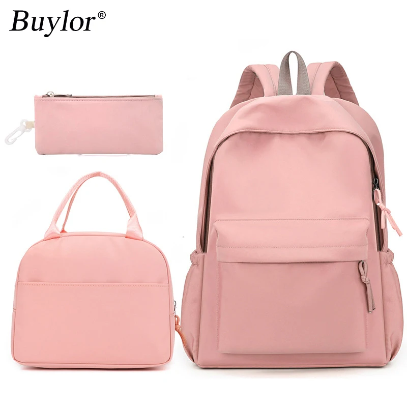 Buylor 3pcs/Set Leisure Campus Backpack With Pencil Case, Lunch Bag Portable Youth Schoolbag Backpack Lightweight Computer Bag