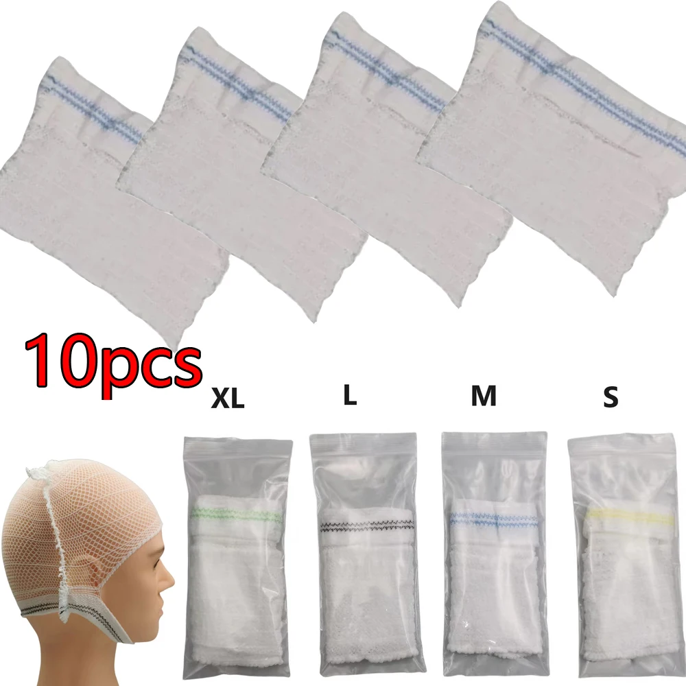 10pcs Elastic Head Fixed Mesh Cover High Elasticity Head Injuries Postoperative Nursing Bandage Cap Mesh Cap
