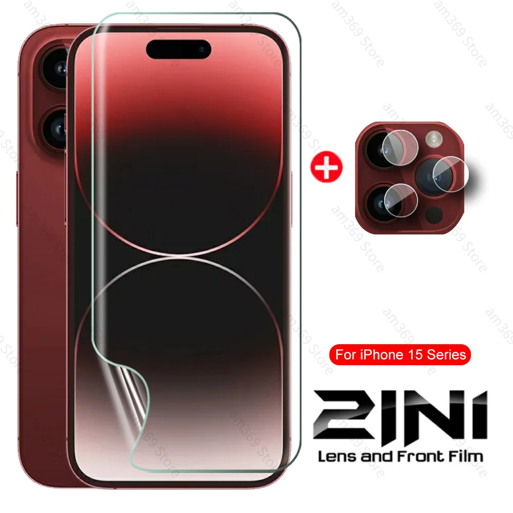 2in1 For iPhone 15 Pro Max Hydrogel Film Camera Lens Glass iPhone15 Plus iPhone15Pro 15Pro 15Promax 15Plus 2023 Screen Protector