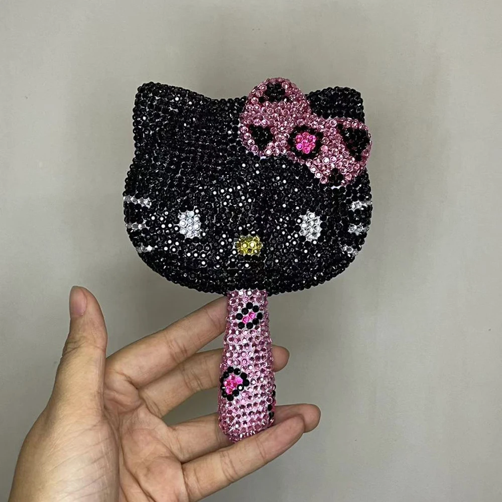 Kawaii Crystal Mirror Shiny Rhinestones Handheld Mirror Girl Birthday Gift Living Room Decoration