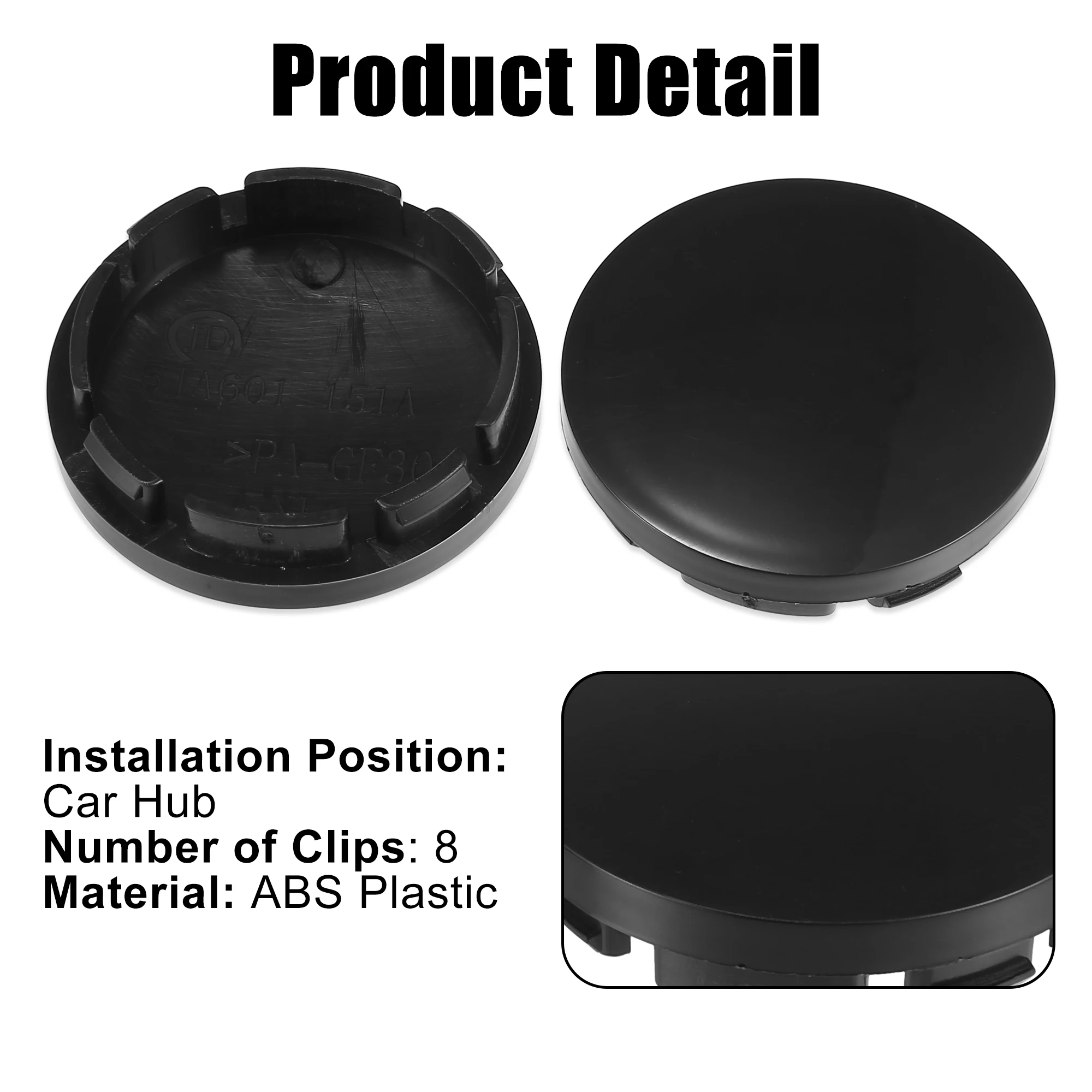 UXCELL 4pcs 5JA601151A Car Wheel Tyre Center Hub Caps Cover Black 56mm Diameter 8 Clips Wheel Centric Caps for Skoda VRS