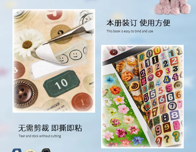 Journal GO 30-seitiges, vielseitiges, niedliches Stickerbuch, perforiertes, glänzend beschichtetes Papier, dekoratives Stickerpapier für Journaling und Scrapbooking – Detail 5