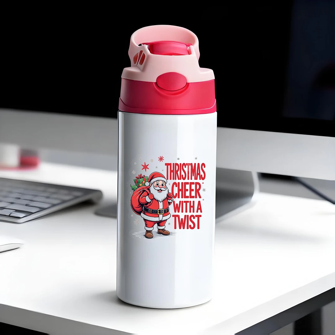 

304 Stainless Steel Insulated Cup + Cartoon Santa Claus Straw Cup Children's Insulated Water Bottle Christmas Gift Set