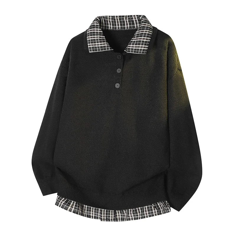 

Мужской вязаный свитер на пуговицах, утепленный, повседневный, с эффектом двухслойности, зимняя модная верхняя одежда, стандартный крой, длинный рукав