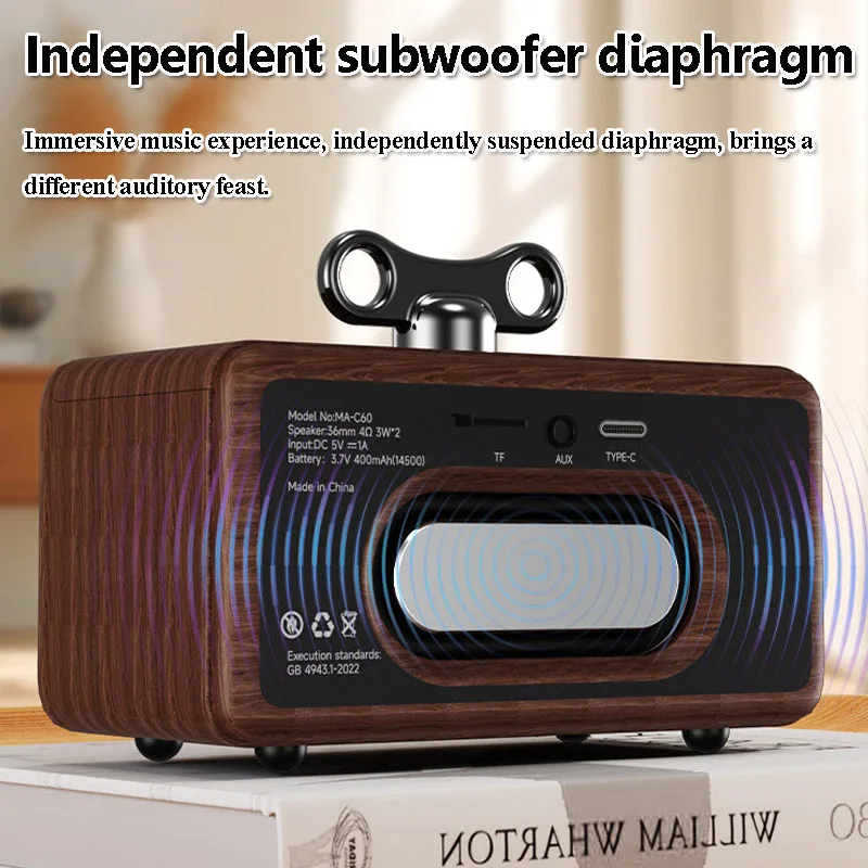 レトロなポータブルBluetoothスピーカー,屋外ステレオサウンドバー,マイク付きワイヤレス音楽プレーヤー,iOSおよびAndroidフォンに適しています