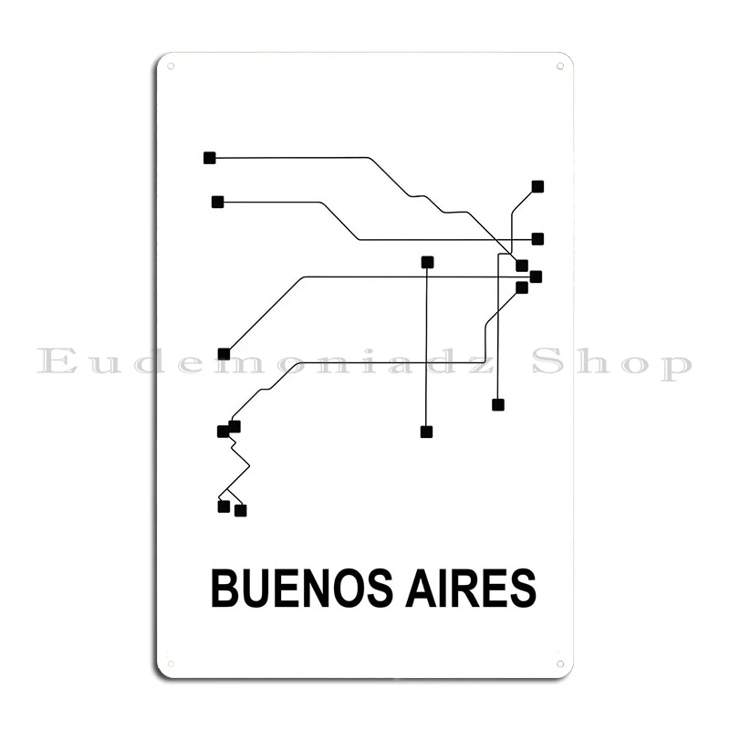 Buenos Aires Subway Maps Metal Sign Party Classic Garage Wall Mural Tin Sign Poster