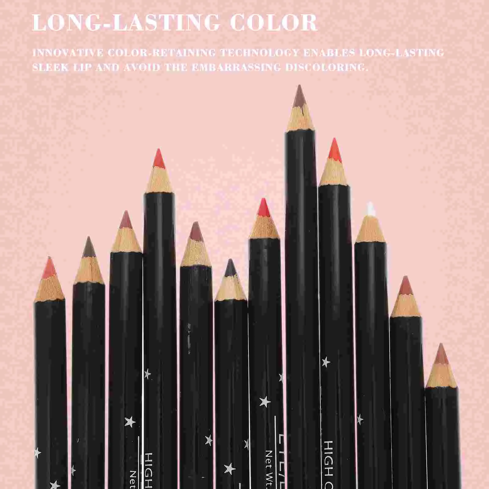 12 ชิ้น Matte Lip Liner ดินสอกันน้ําดินสออายไลเนอร์สีดําผู้หญิง Brow ลิปสติก