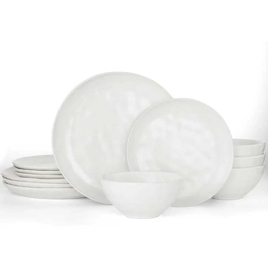 

Наборы столовой посуды для 4 круглых кухонных тарелок Ocean из 12 предметов, наборы кухонных тарелок и мисок, безопасных для микроволновой печи и посудомоечной машины, устойчивых к царапинам, матовых W