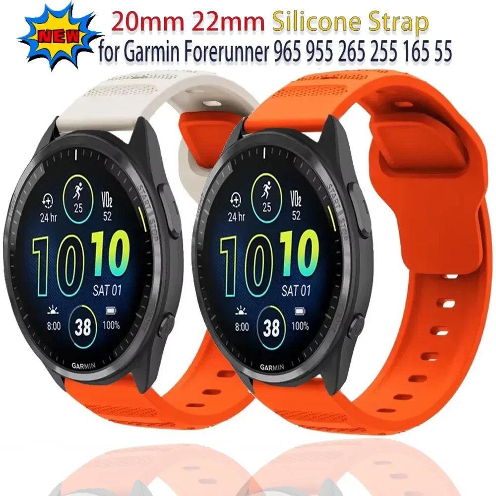 20/22mm Soft Silicone Strap for Garmin Forerunner 265 965 165 55 Active 5 Comfortable Wristband For Garmin Vivomove Trend Venu 3