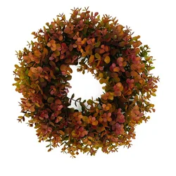 45cm Hanging Artificial Autumn Wreath Garden Farmhouse  Simulation Eucalyptus Wreath Background Wall Window Front Door Wreath