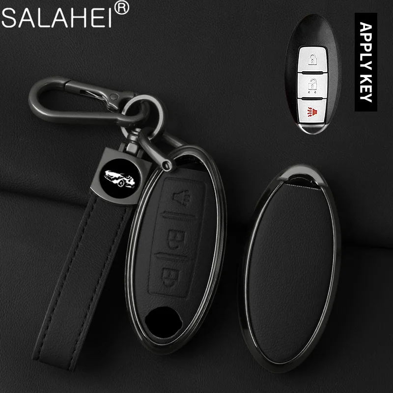 

Alloy Leather Car Remote Key Case Cover Shell for Nissan Qashqai X-Trail T32 T31 Juke J10 J11 Kicks Tiida Keychain Accessories
