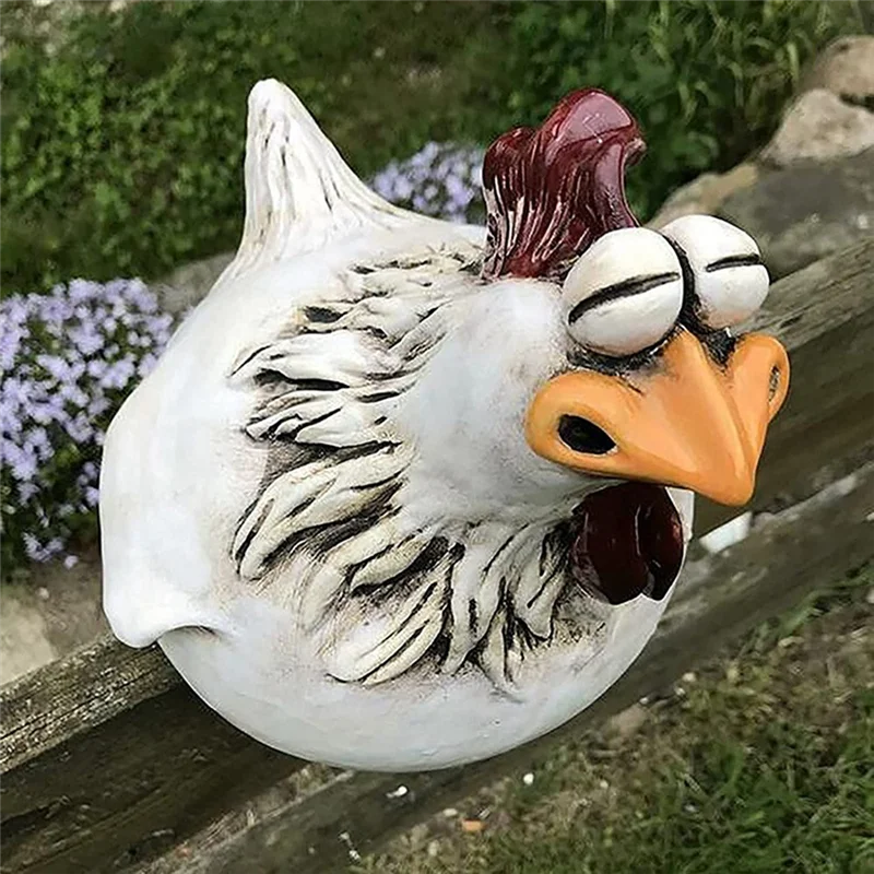 

Chicken Sitting on Fence Decor Garden Statues for Fences Rooster Statues Wall Art Yard Art Sculptures Farm Patio