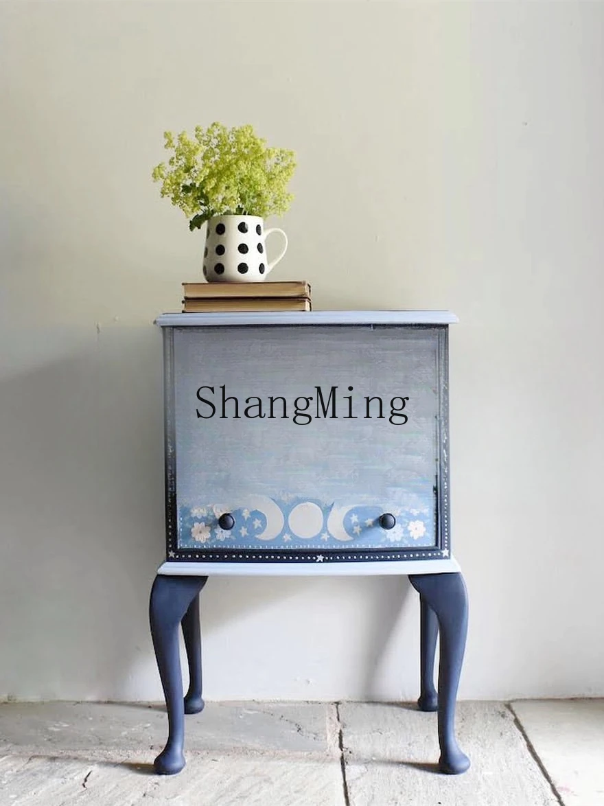 

CL retro solid wood painted bedside table household bedroom storage bedside table high-end furniture