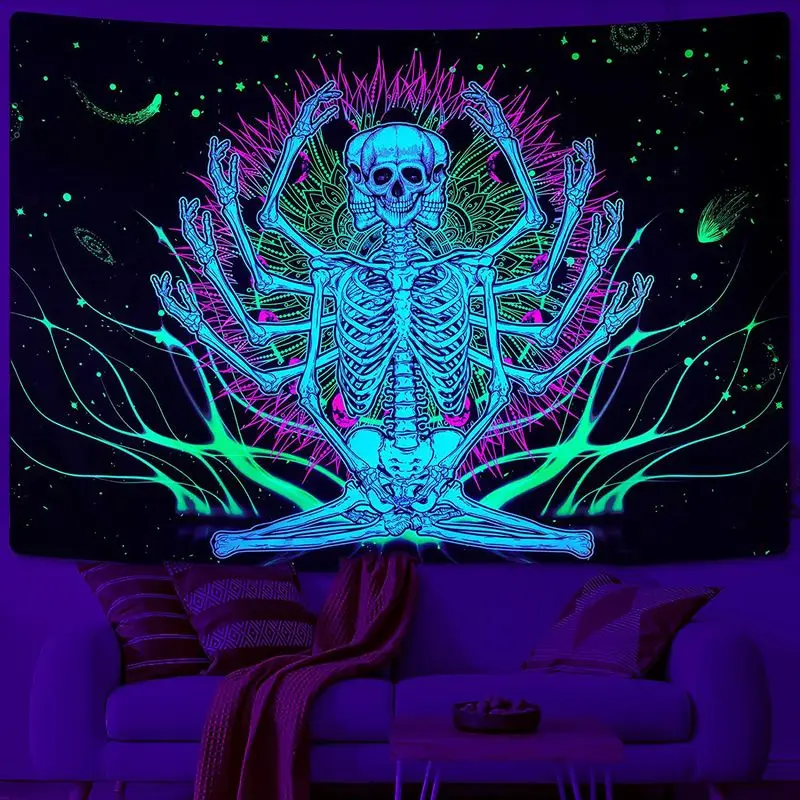VIKAMA Multi arm Skeleton Mandala Tapestry Wall Decoration Living Room Background Wall Room Decoration