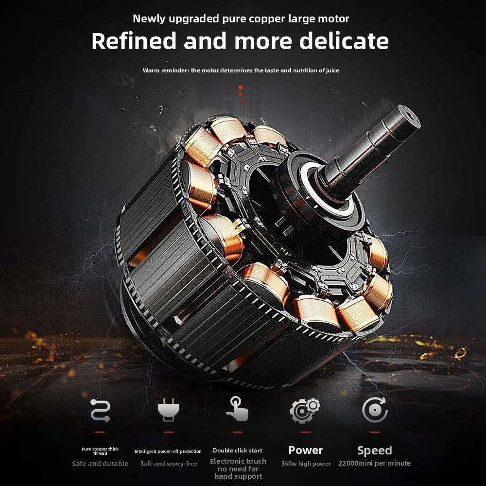 High-Power 360W Portable Juicer 6000mAh Battery New for Amazon Cross-Border Wireless Fruit Juicer for Household Use USB Plastic