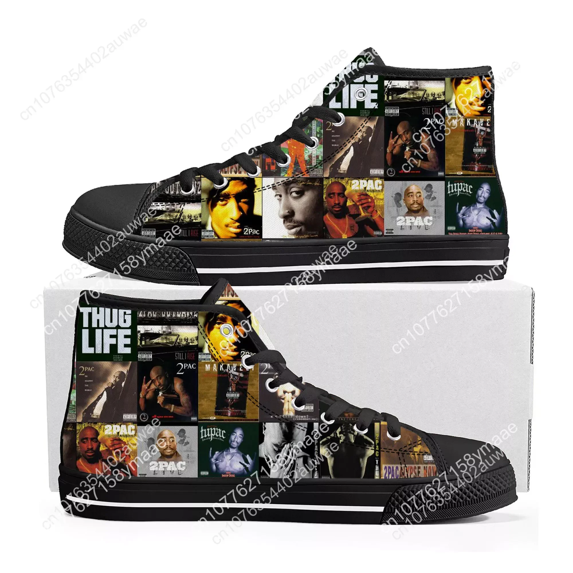 Tupac 2pac Fashion Unisex High Top Shoes High Quality Sneakers Men Women Teenager Canvas Sneaker Casual Couple Shoes Custom Shoe