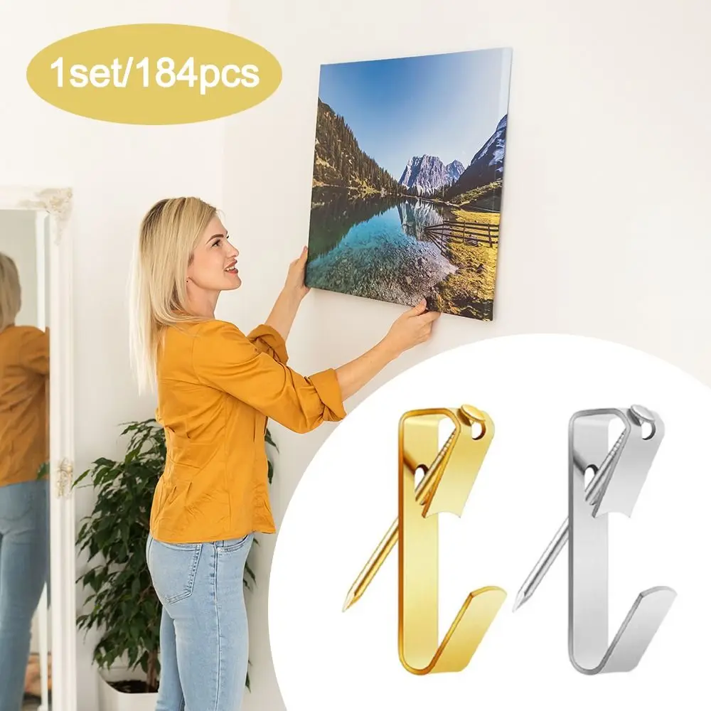 

With Nails Photo Frame Hooks Creative Metal Clocks Clothes Traceless Hooks Wall Mounting Art Painting Hooks for Home Office