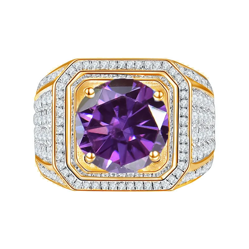 2 Carat Sapphire Moissanite Gold Rings for Men Women Green Red Purple Moissanita Lab Diamond S925 Silver Fine Jewelry Wholesale