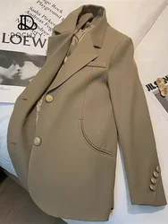 Manteau de blazers décontracté pour femmes, mode coréenne, hauts de costume monochromes, tempérament, vêtements de bureau pour femme, nouveauté, 2024