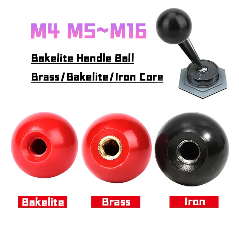 Image of M4 M5 M6 M8 M10 M12 M16 Gewinde Kugelknöpfe Bakelit Griff Kugel Messing/Bakelit/Eisen Kern für Maschine Griff Werkzeug Ersatz