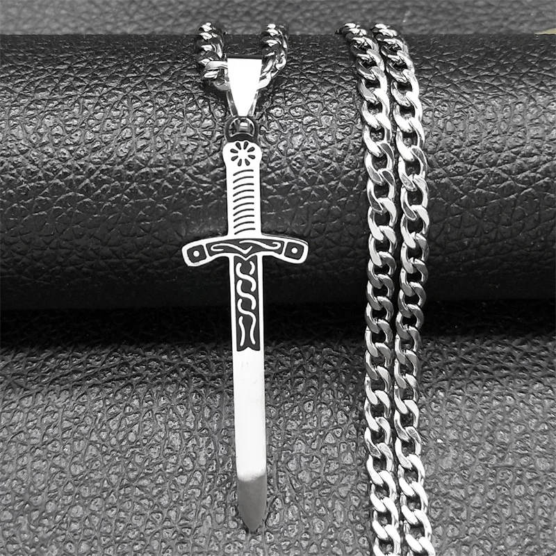 

Viking Sword Stainless Steel Pendant Necklace for Women Men Goth Charm Choker Necklace Jewelry acero inoxidable NQKC