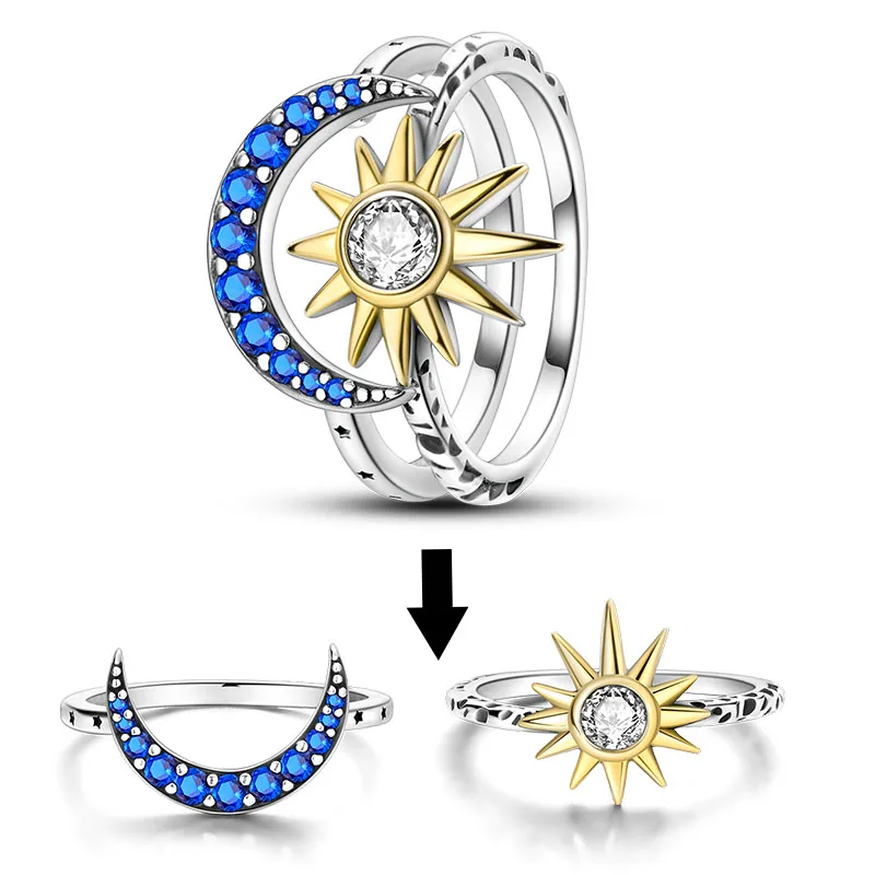 Women's 925 Sterling Silver Firefly Moon Wedding Anniversary Ring