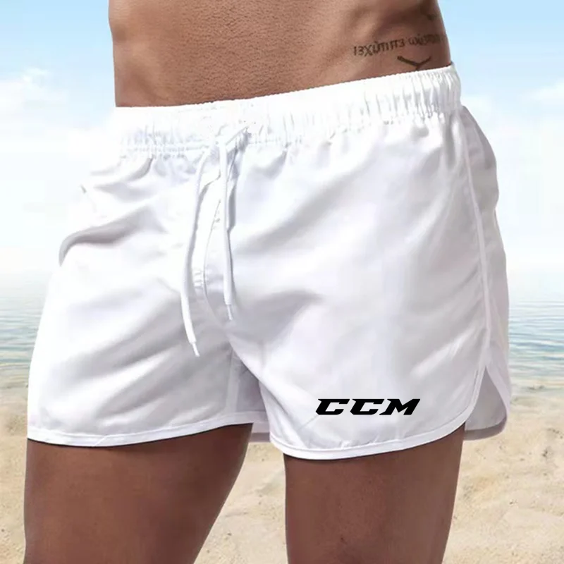 Summer Men\'s Elastic Swimming Pants Quick Dry Beach Shorts Drawstring Boxing Shorts Football Tennis Training Shorts