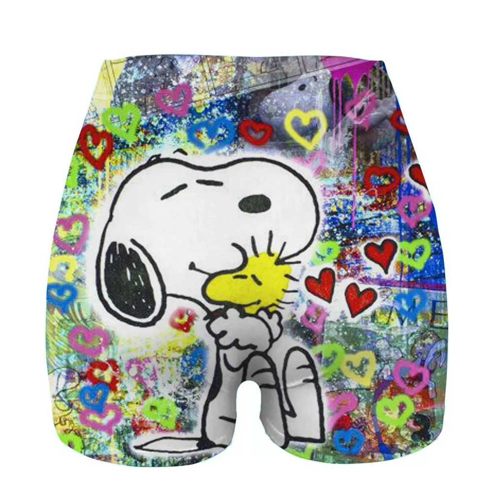 Mickey Friends Pattern High Waist Yoga Tight Shorts for Women Sports Fitness Workout Gym Leggings