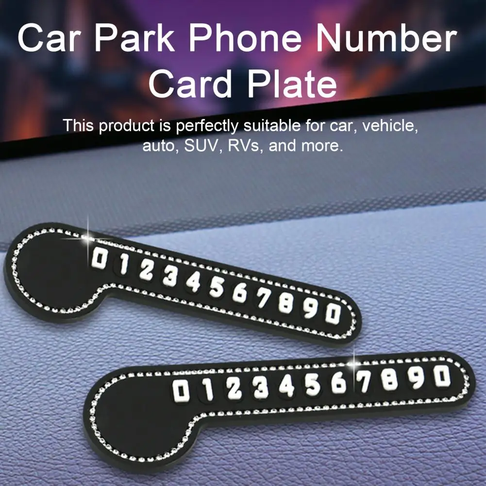 New Car Temporary Parking Card Music Note Shape Rhinestone Car Park Phone Number Card Plate Automobile Accessories