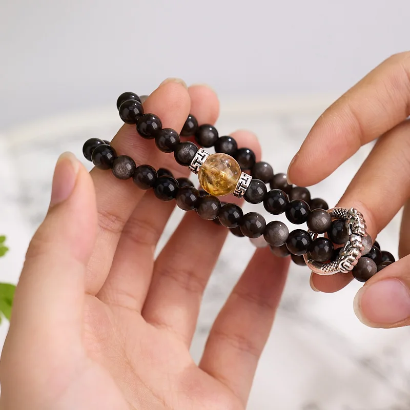 حجر السج الطبيعي دائرة مزدوجة Moonstone سيترين الراقية كريستال زوجين سوار
