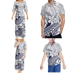 Family Set Polynesian Print Women Girls puletasi Men Boys Shirt Fiji Samoan Island-style dress purchased separately