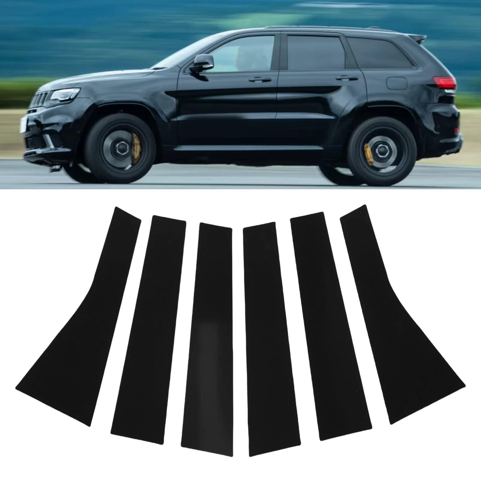 6 piezas de cubiertas decorativas para los pilares de las ventanas de las puertas del coche, cubiertas decorativas para los paneles de los pilares de las ventanas exteriores para Jeep Grand Cherokee