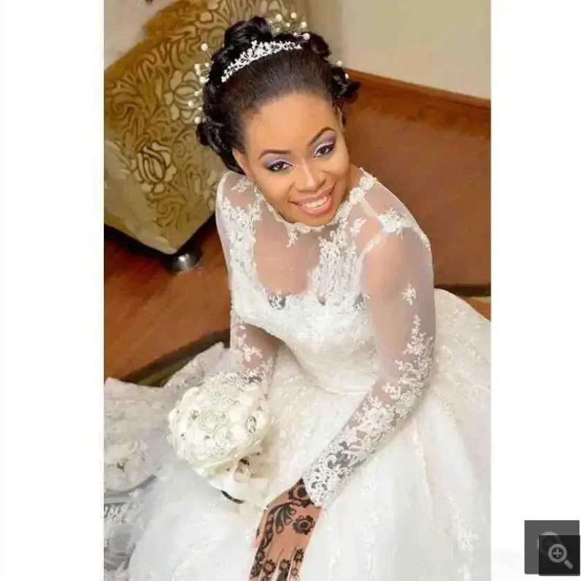 Robes de mariée personnalisées en dentelle blanche, manches longues, sud-africaines, Sexy, dos creux, perles, arabe saoudien, élégantes Bri