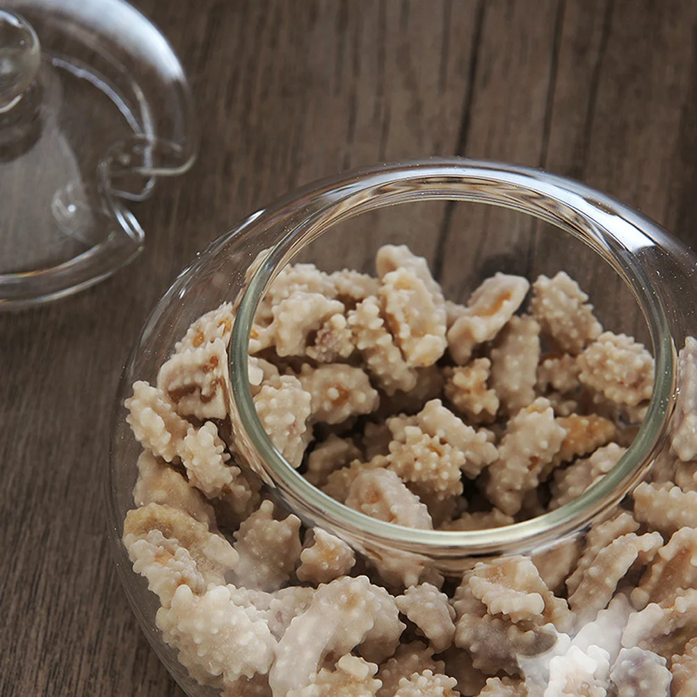 Transparent Round Glass Spice Jar Large Size 350Ml Kitchen Storage Container with Glass Lid Spoon for Tea Sugar Nuts Food