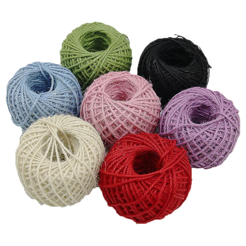 

(50m/roll) 3mm Colorful Jute Twine Coarse Linen Woven Hemp Rope Ribbon Wedding Vintage Gift Packaging Sewing Party Christmas