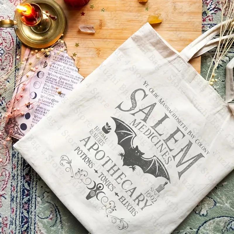 Salem Medicine Apothecary Pattern Tote Bags Best Gift for Who Love Fourth Wing Women Men Shopping Bag for Novel Lover