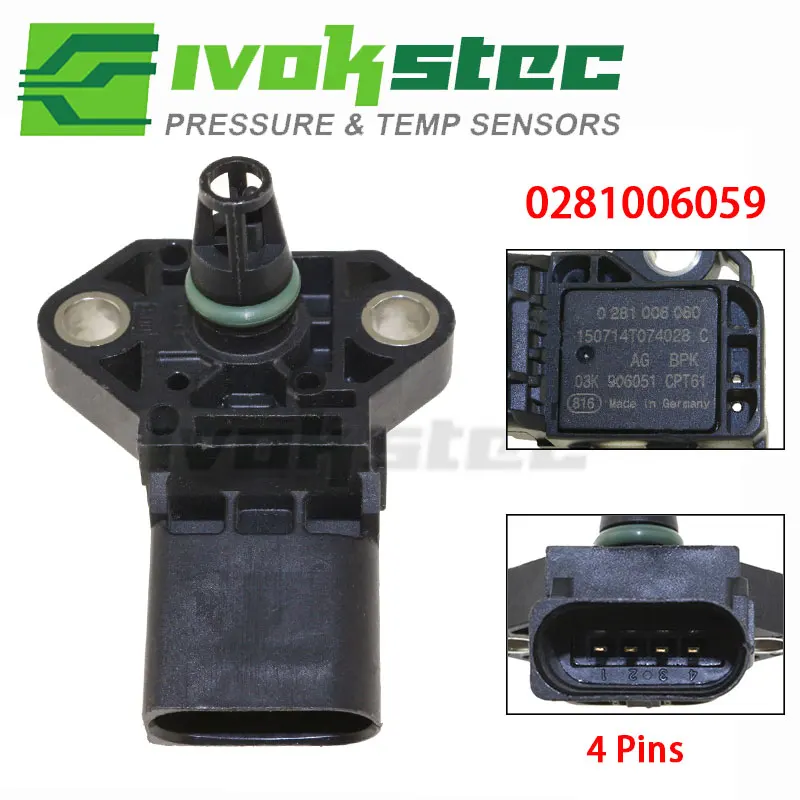 

1.9 Tdi 4 Bar Manifold Absolute Pressure (MAP) Sensor For Audi A1 1.4 A6 A7 Q5 VW SKODA SEAT 0281006059 03K906051 0281006060