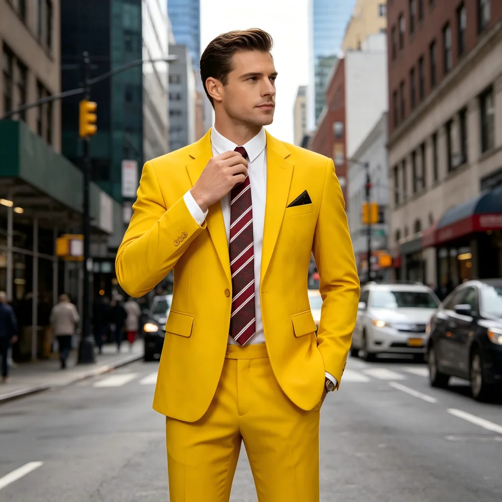 

Летний модный мужской костюм-двойка: приталенный смокинг с пиджаком с вырезами на лацканах и брюками – уникальный деловой комплект