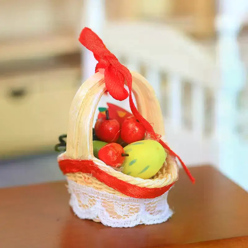 Cesto di Frutta in Miniatura 1/12 per Casa delle Bambole, Decorazione per Scenari in Miniatura, Ornamento per Cucina Giocattolo, Accessorio per Casa delle Bambole