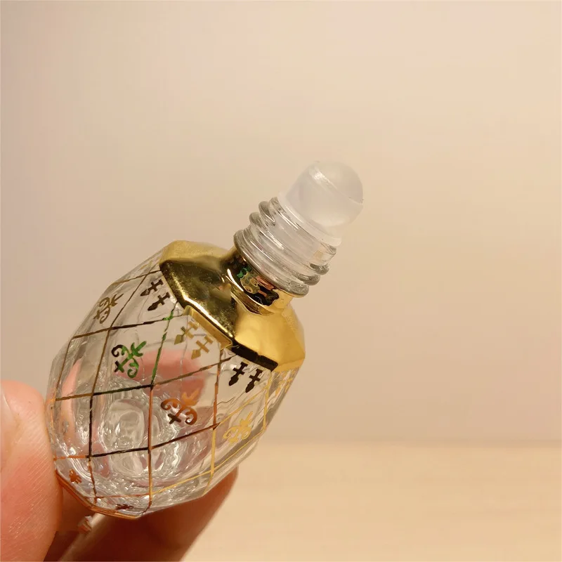 Botol parfum miniatur, botol Dispenser kaca, topi mahkota emas, botol parfum miniatur, botol minyak esensial, Rollerball, dilapisi elektro, 1 buah 8ml