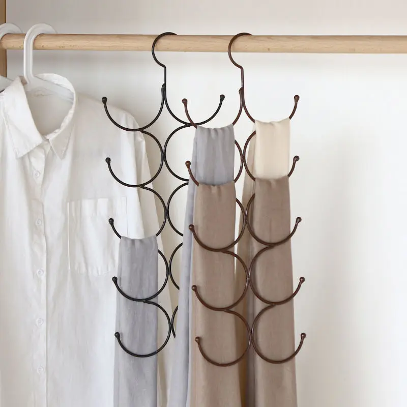 Multifunctional Hanging Scarf Rack Home Storage Organizer Tie Silk Scarf Hangers Belt Stocking Hooks Hanger Circle Clothes Horse